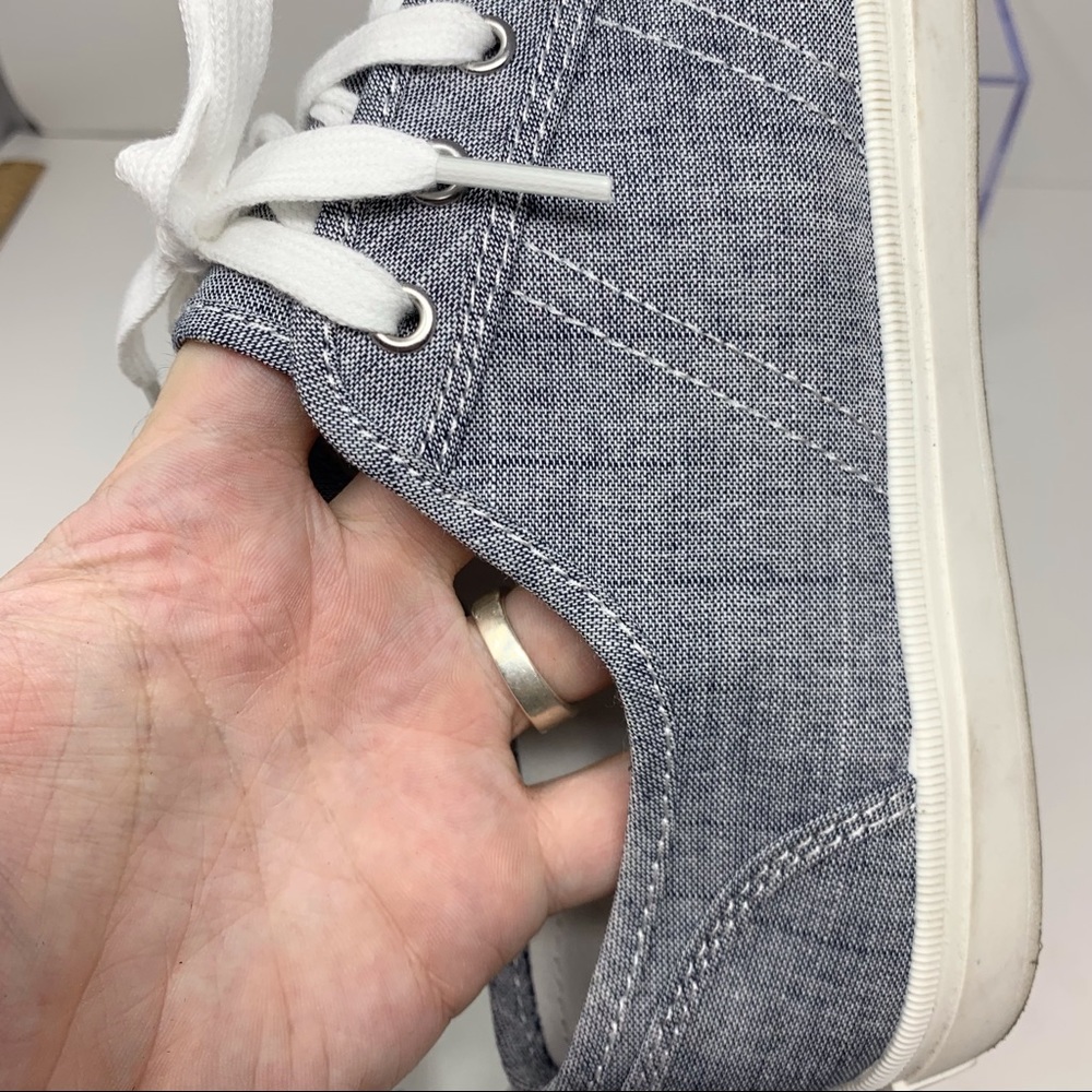 H&M Women sz 8.5 Gray/Navy Blue Canvas Flat Sneaker Shoe RN101255 - Picture 6 of 9